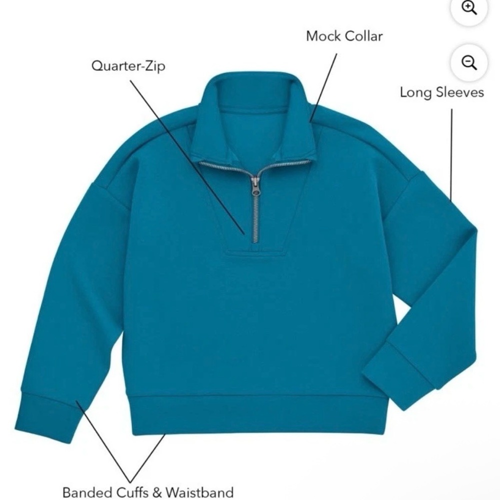Teal Quarter-Zip Mock Collar‎ Sweatshirt - Girls' size girls Large